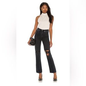 Agolde womens wide leg jeans size 27 Lana mid rise distressed black